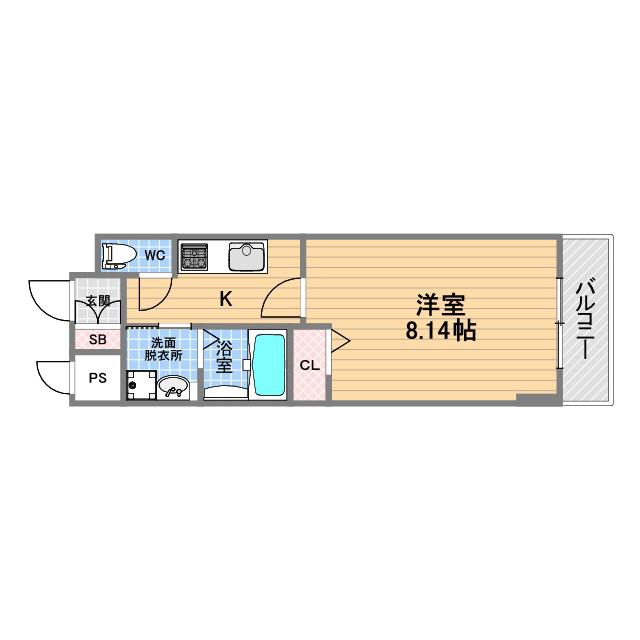 GRANDE甲子園口(1K/6階)の間取り写真