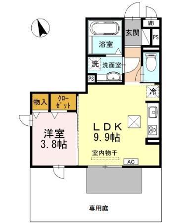 シュエット(1LDK/1階)の間取り写真