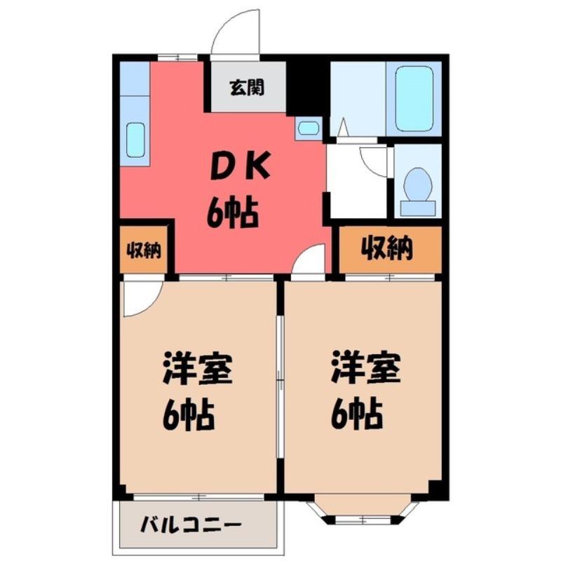 ライフサークルパート3(2DK/1階)の間取り写真