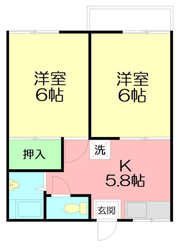 ファミーユ松田(2DK/2階)の間取り写真