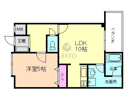 エルベコート豊中本町(1LDK/6階)の間取り写真