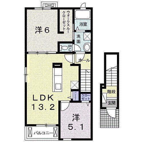 グリーンビラ C(2LDK/2階)の間取り写真