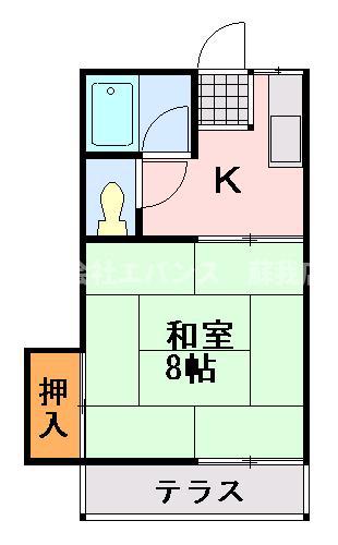 蘇我野ハウス(1K/1階)の間取り写真