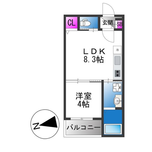 サフィールロジェ大阪城公園(1LDK/3階)の間取り写真