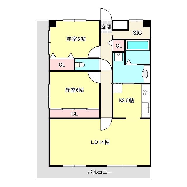 シャルヴィ加古川(2LDK/8階)の間取り写真