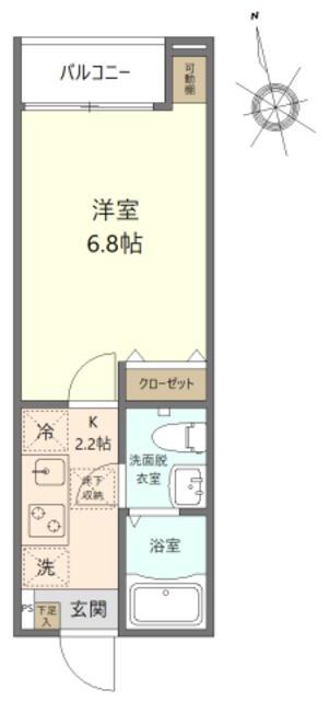 エクセラン仲六郷(1K/2階)の間取り写真