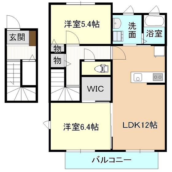グランシャリオ(2LDK/2階)の間取り写真