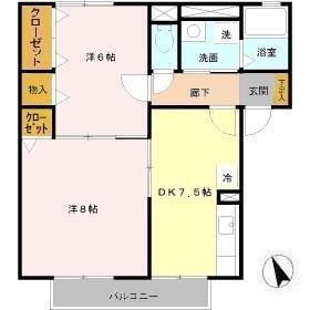 プレジデントN(2DK/1階)の間取り写真