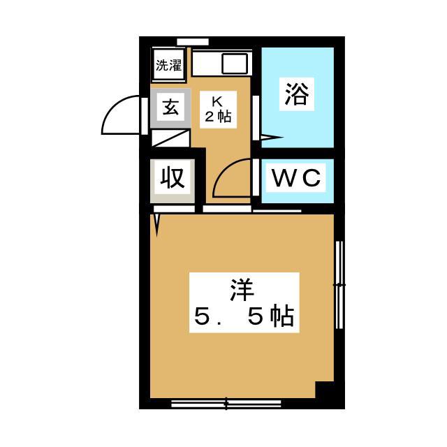 プチヴォアクサギ(1K/2階)の間取り写真