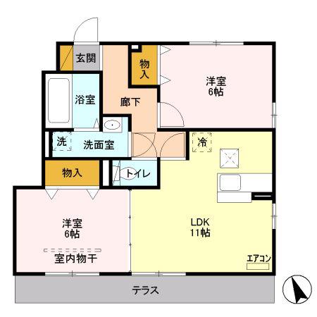 モン ビラージュA(2LDK/1階)の間取り写真