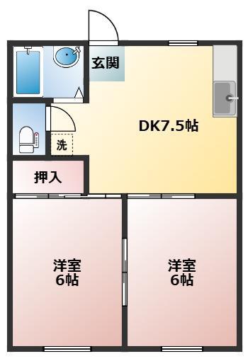 ハイツ御滝A(2DK/1階)の間取り写真
