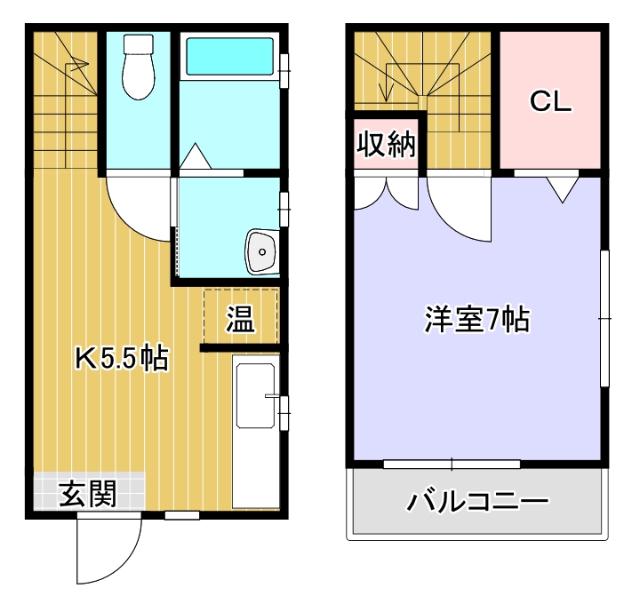 コアロード6(1K/1階)の間取り写真