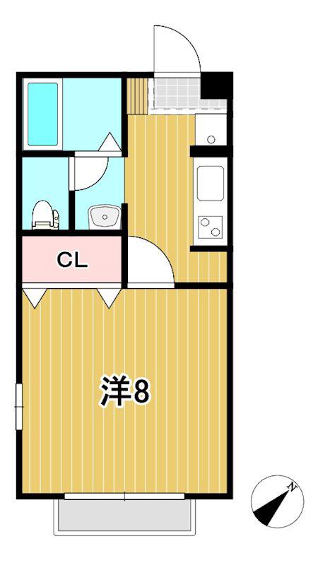 クレストライブ(1K/2階)の間取り写真