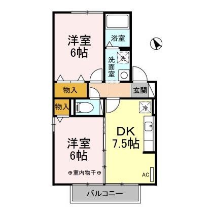 エスペランサ A(2DK/1階)の間取り写真