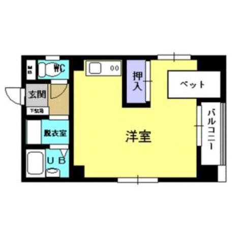 セジュール新屋敷(ワンルーム/5階)の間取り写真