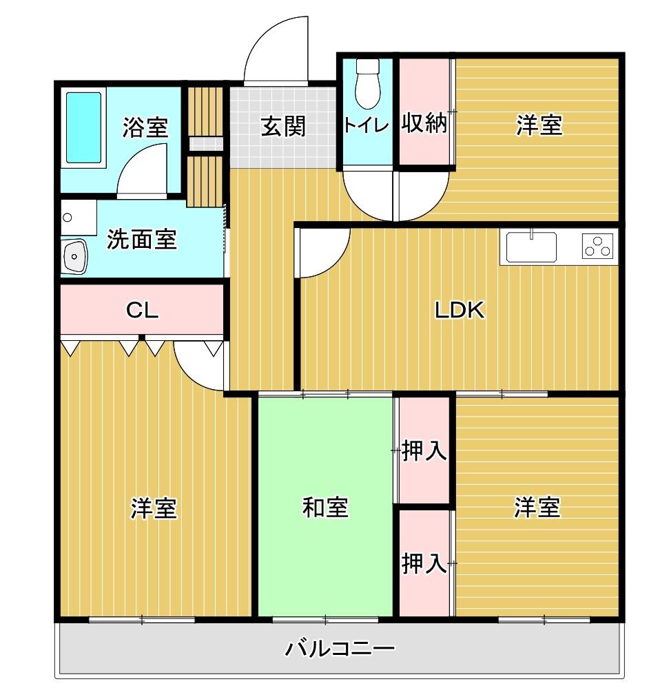 ロイヤルハイツE(4LDK/2階)の間取り写真