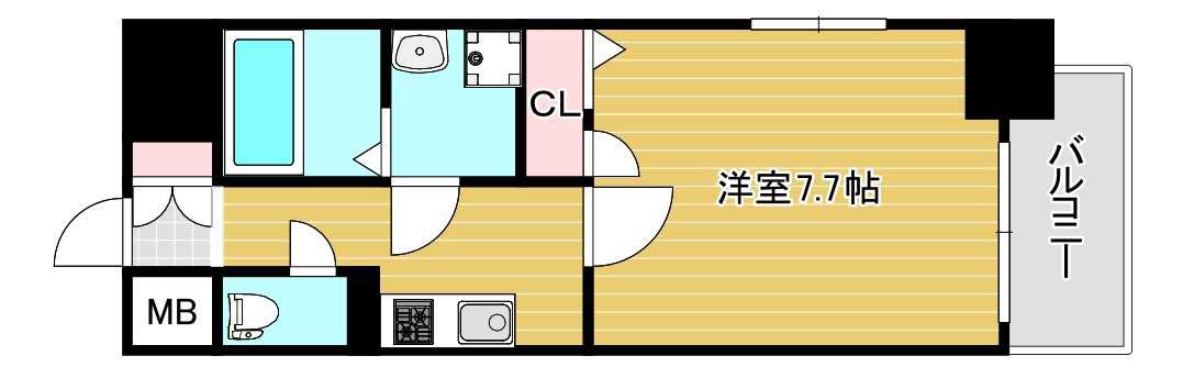 エスリード北浜イースト(1K/6階)の間取り写真