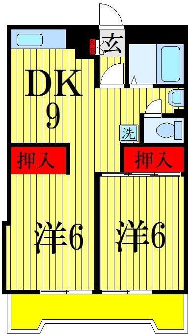 パールマンション 習志野(2DK/3階)の間取り写真