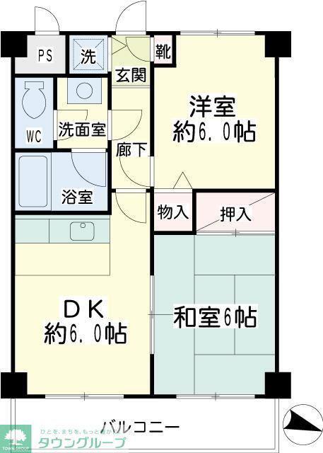 アーバンフォレスト池上(2DK/3階)の間取り写真