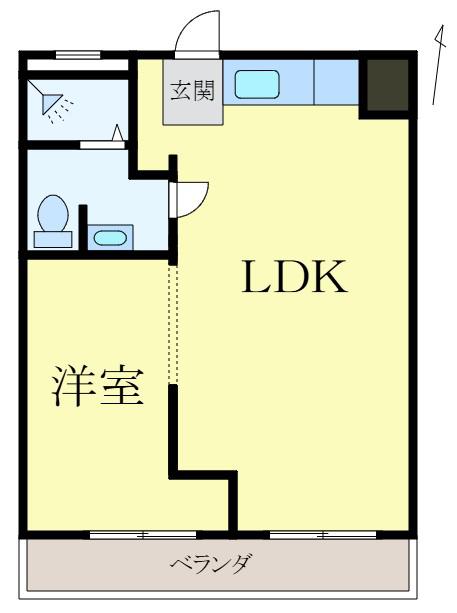 川端ビル(1LDK/2階)の間取り写真