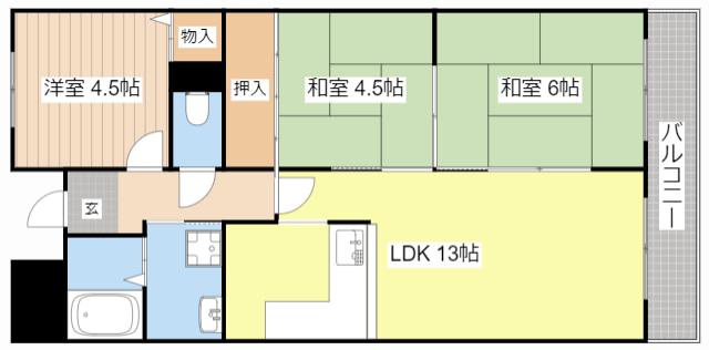 ふじとぴあ(3LDK/8階)の間取り写真