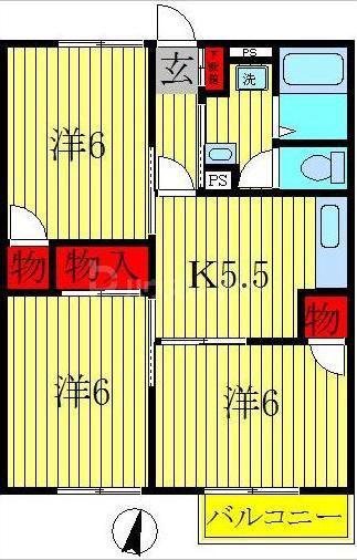クレール南青山(3DK/1階)の間取り写真