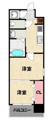 NO.111 CLUB ORIENT BLD TRADING TOWER(2K/3階)の間取り写真