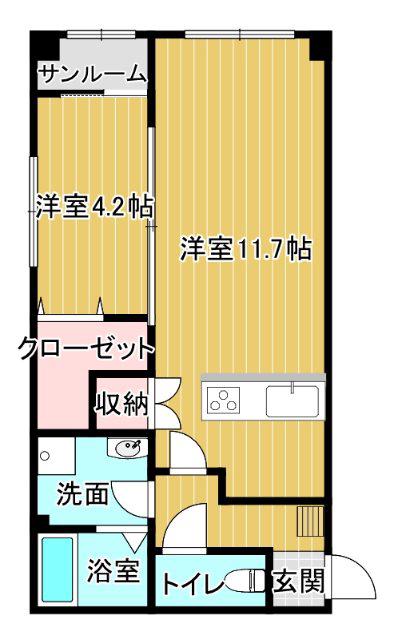 ブライト藤木(1LDK/2階)の間取り写真