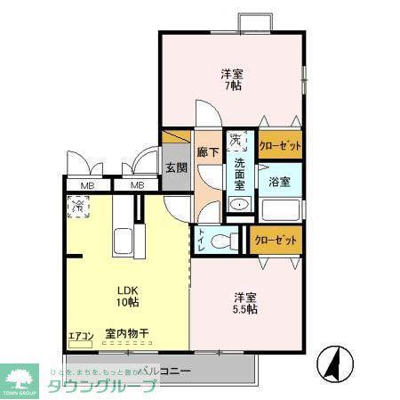 サンセゾンナツキ(2LDK/3階)の間取り写真