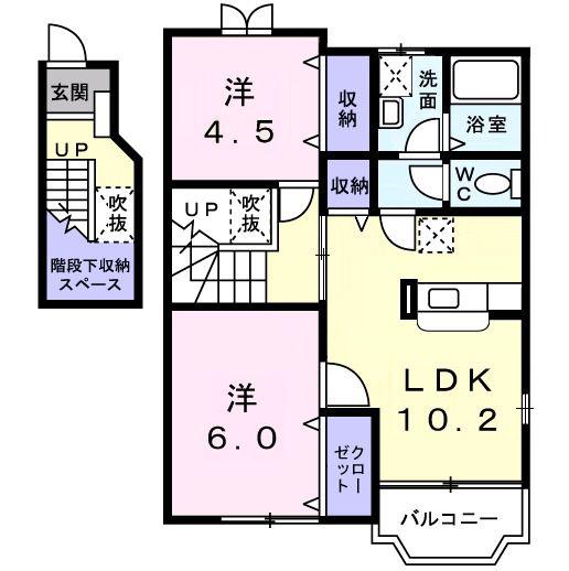 クレストールA(2LDK/2階)の間取り写真