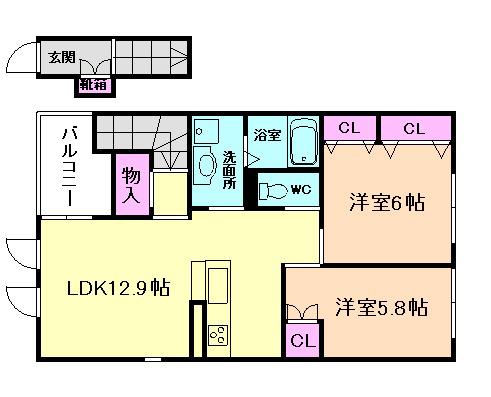 リンダカーサ(2LDK/2階)の間取り写真