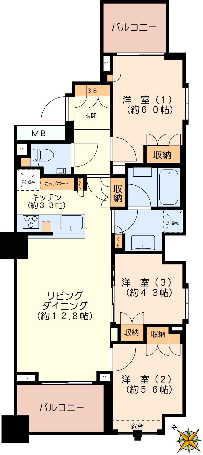 BRILLIA文京西片(3LDK/10階)の間取り写真