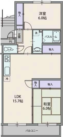 サンパークハイツ沼北(2LDK/1階)の間取り写真