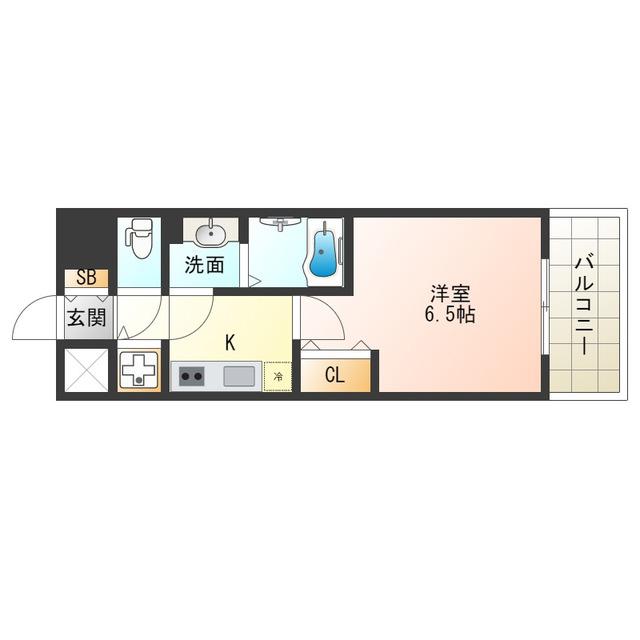 エスリード江戸堀(1K/3階)の間取り写真