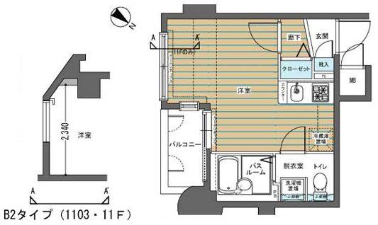 フェニックス大塚駅前弐番館(ワンルーム/11階)の間取り写真