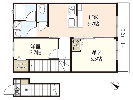 CIELO GRANTS(2LDK/2階)の間取り写真