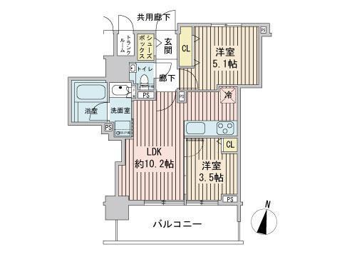 プレシス知事公館前ウエスト(2LDK/8階)の間取り写真