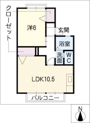 カーサヴェルデ(1LDK/1階)の間取り写真
