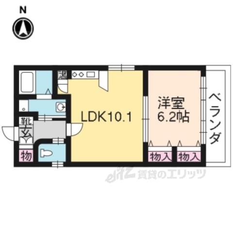 ヴィラ御所東(1LDK/2階)の間取り写真