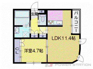 デイジー朝里(1LDK/3階)の間取り写真