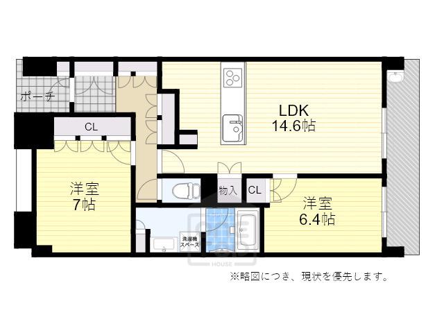 エルグレース豊中(2LDK/2階)の間取り写真