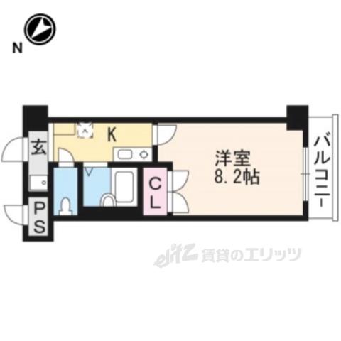 クレスト草津(1K/2階)の間取り写真