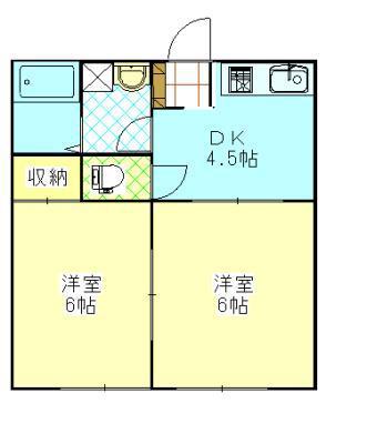 フレグランス秋桜(2DK/1階)の間取り写真