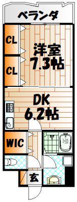S-FORT小倉(1DK/13階)の間取り写真