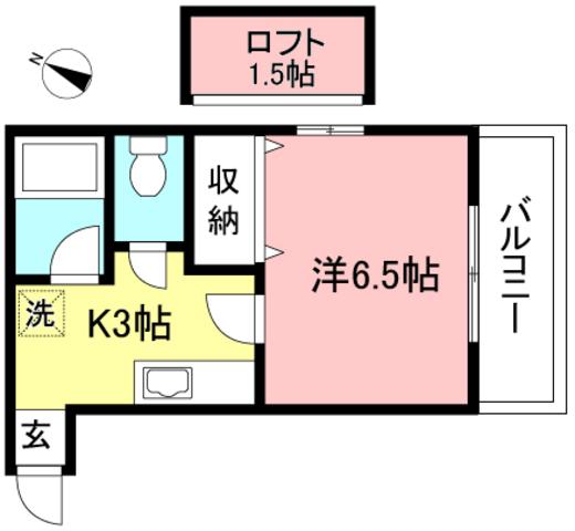 ハイツクレセント(1K/2階)の間取り写真