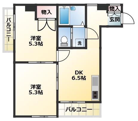 冨士ビル(2DK/4階)の間取り写真