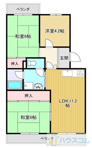 レジデンス吉川(3LDK/3階)の間取り写真