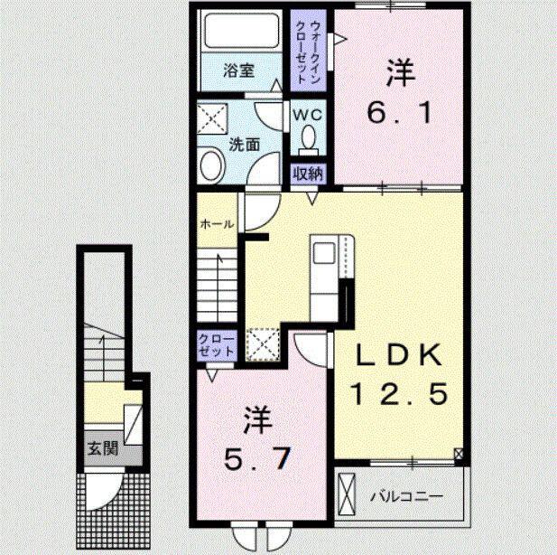 グランドソレイユI(2LDK/2階)の間取り写真