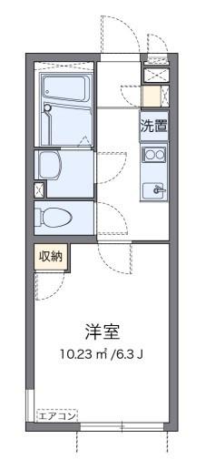 クレイノ新町西(1K/2階)の間取り写真