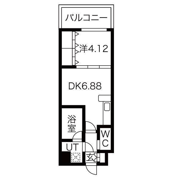 CHOEI65プレジオ中津(1DK/6階)の間取り写真